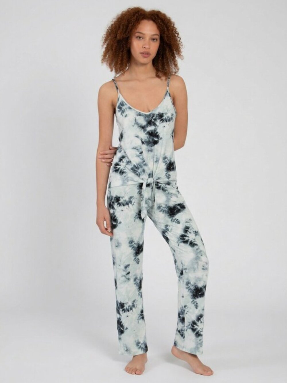 Midnight Bakery Tie-Front Tie-Dyed Hacci Cami, Large